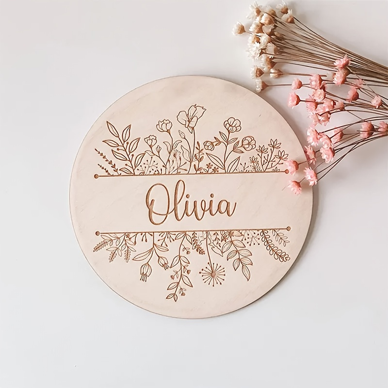 Woodworking Room - Personalized Floral Engraved Name Plaque, Custom