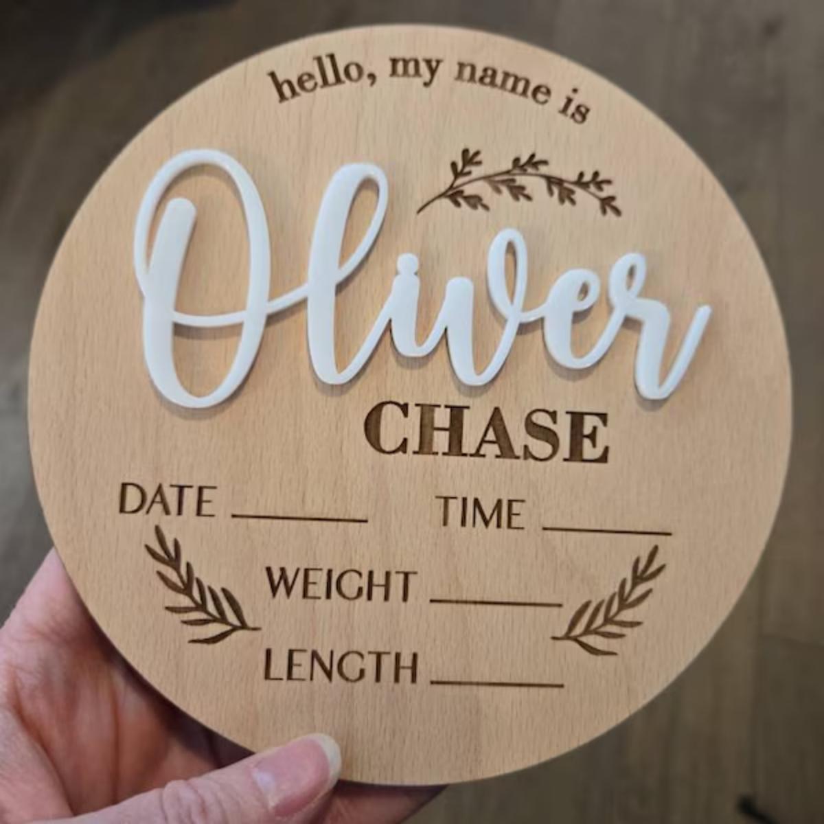 Woodworking Room - 1Pc Custom Baby Announcement Sign Wooden