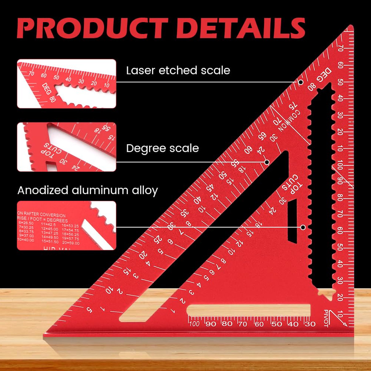 Woodworking Equipment - Aluminum Alloy Speed Square High Precision