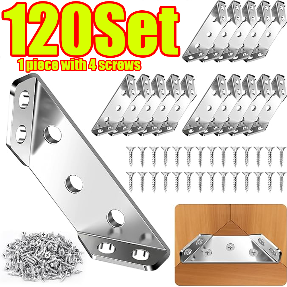 Cabinet Scraper Set - 1-120Set Furniture Corner Connector Stainless Steel
