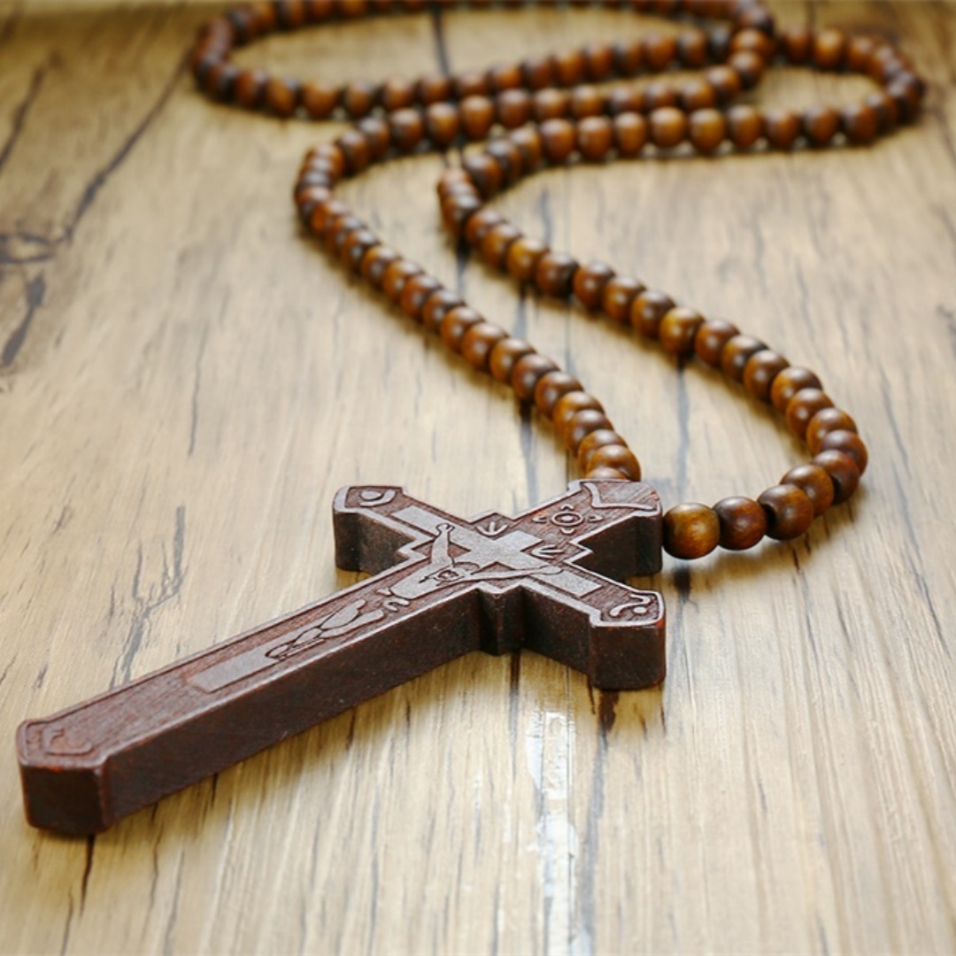 Woodworking Nc - Rosary Necklace Large Wood Jesus Christ