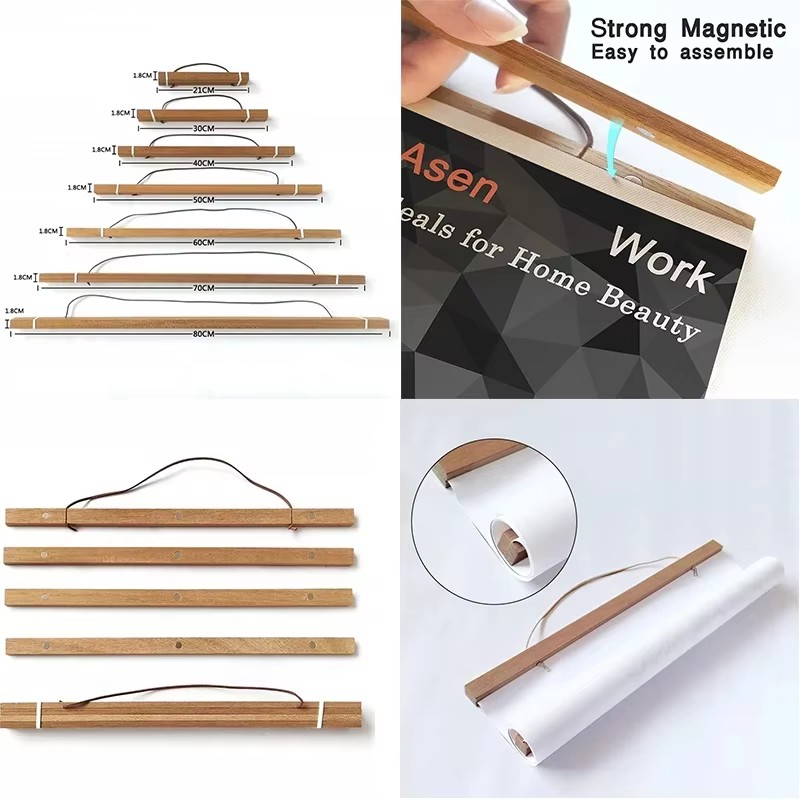 Woodworking Room - 21-90cm Magnetic Wooden Picture Poster Hanger