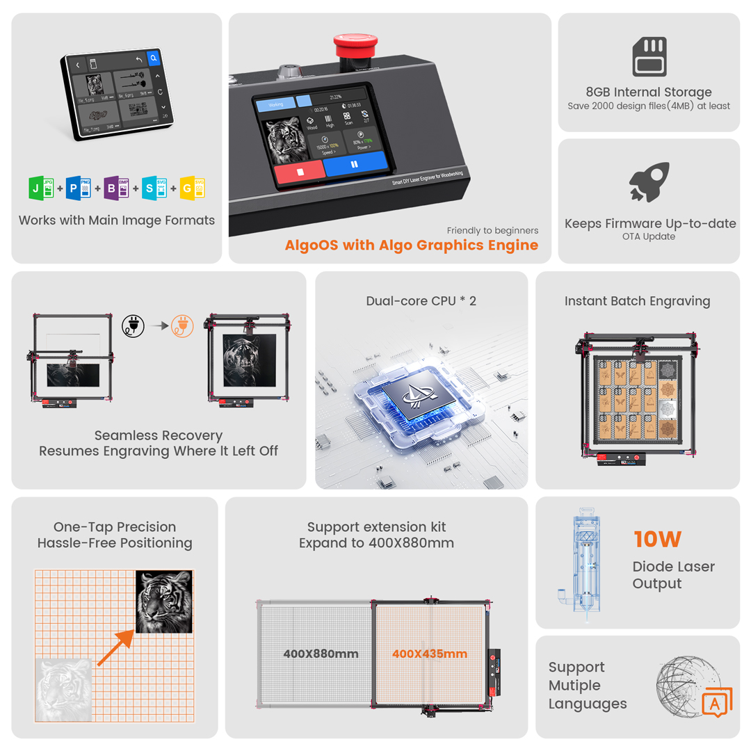 AlgoLaser DIY KIT MK2 10W Lase - огляд і ціна Woodworking Logos